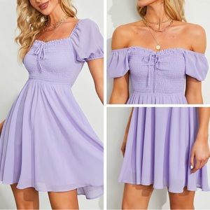 Purple Flowy Tie Front Dress